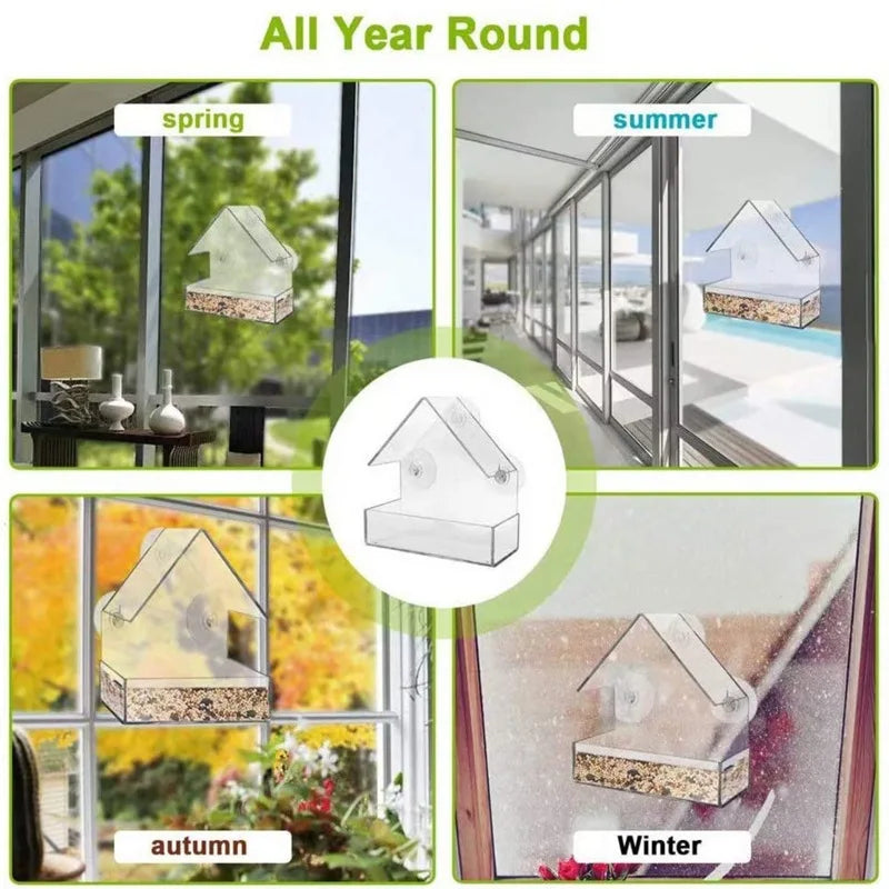 Bird Feeder House Shape Weather Proof Transparent
