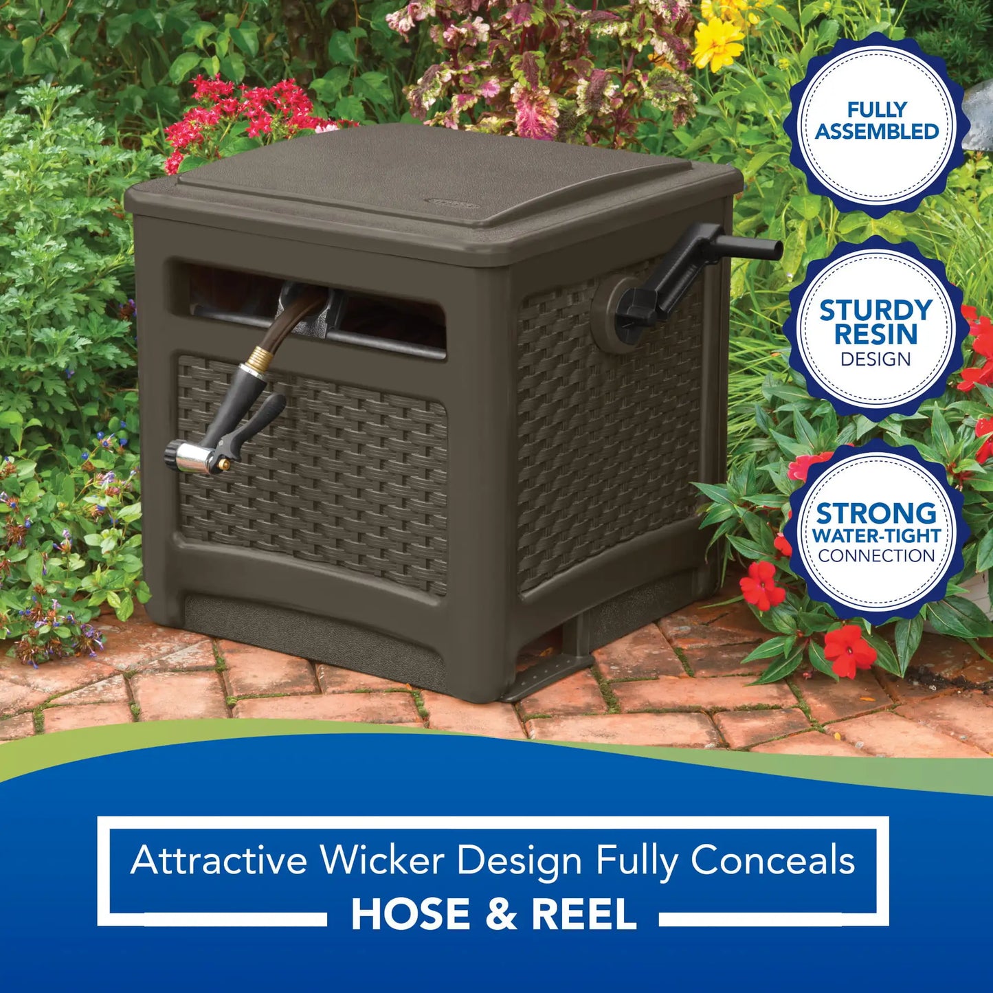 225 ft. Smart Trak Wicker Garden Hose Reel