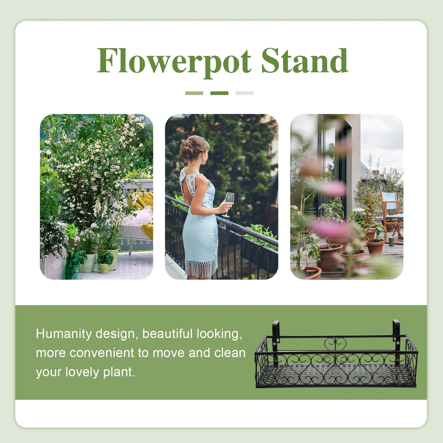 Hanging Flower Planter Pot Balcony Railing Holder