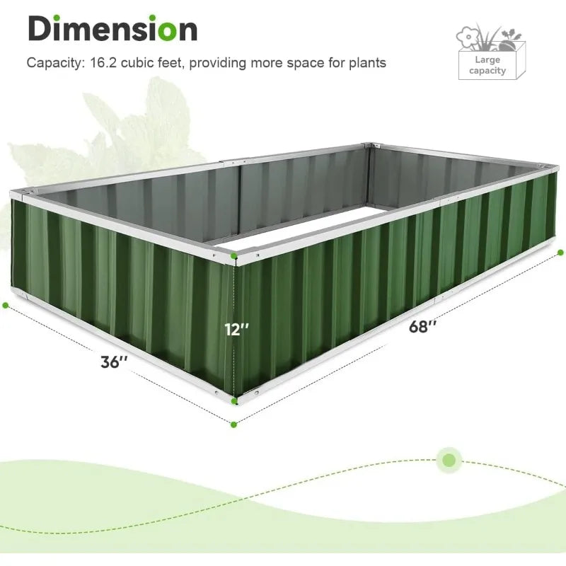 Raised Garden Bed (2 Packs) Galvanized Steel Metal Outdoor Planter Kit Box