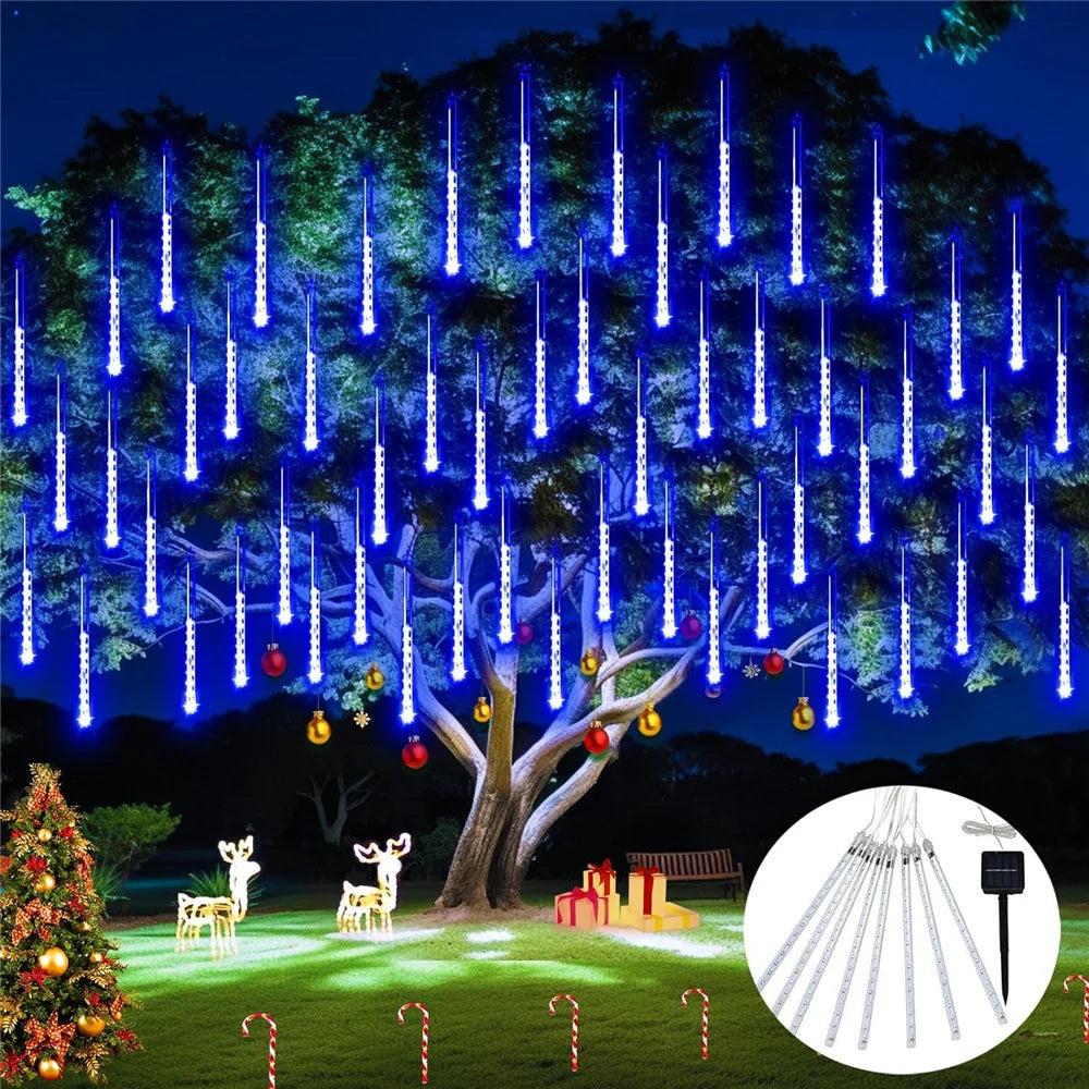 Solar Meteor Shower Rain Lights 8 Tube 96/144 LEDs