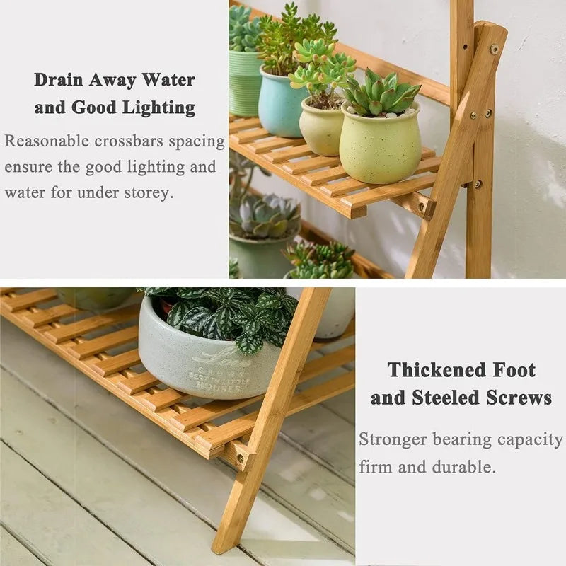 Bamboo 3-Tier Hanging Plant Stand Planter