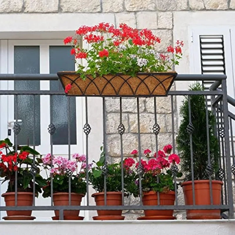 Window Deck Railing Planters Boxes with Coconut Liner
