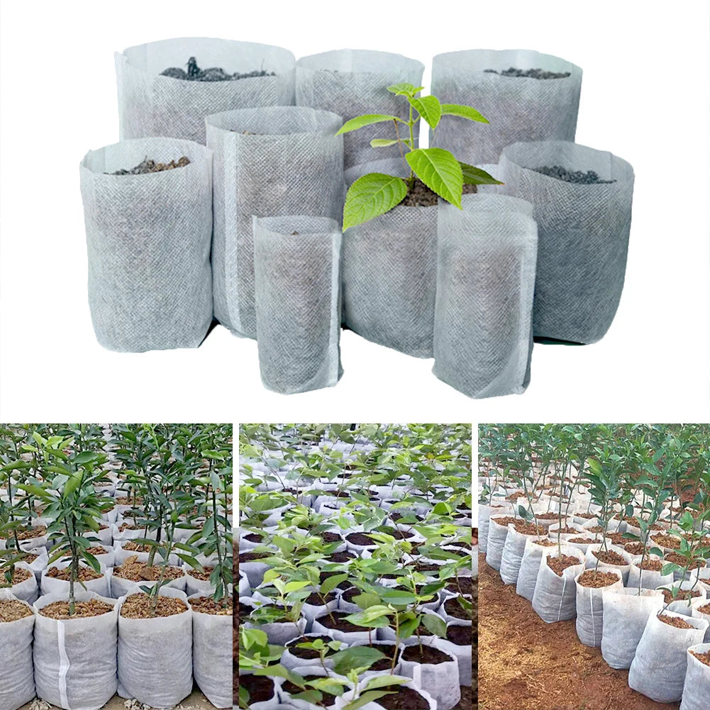New 100PCS Seedling Plants Nursery Bags Organic Biodegradable