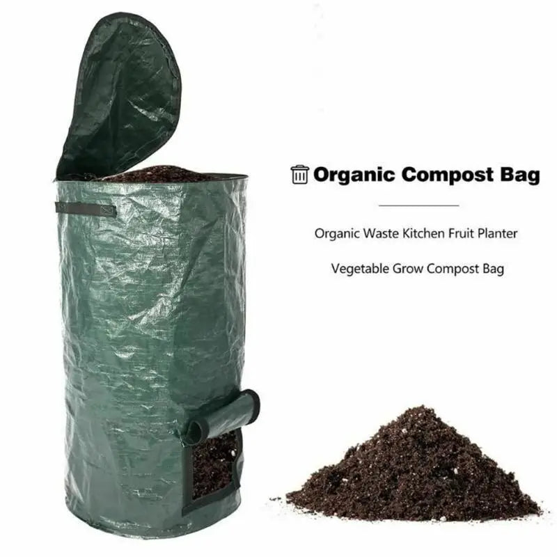 Collapsible Garden Yard Compost Bag with Lid