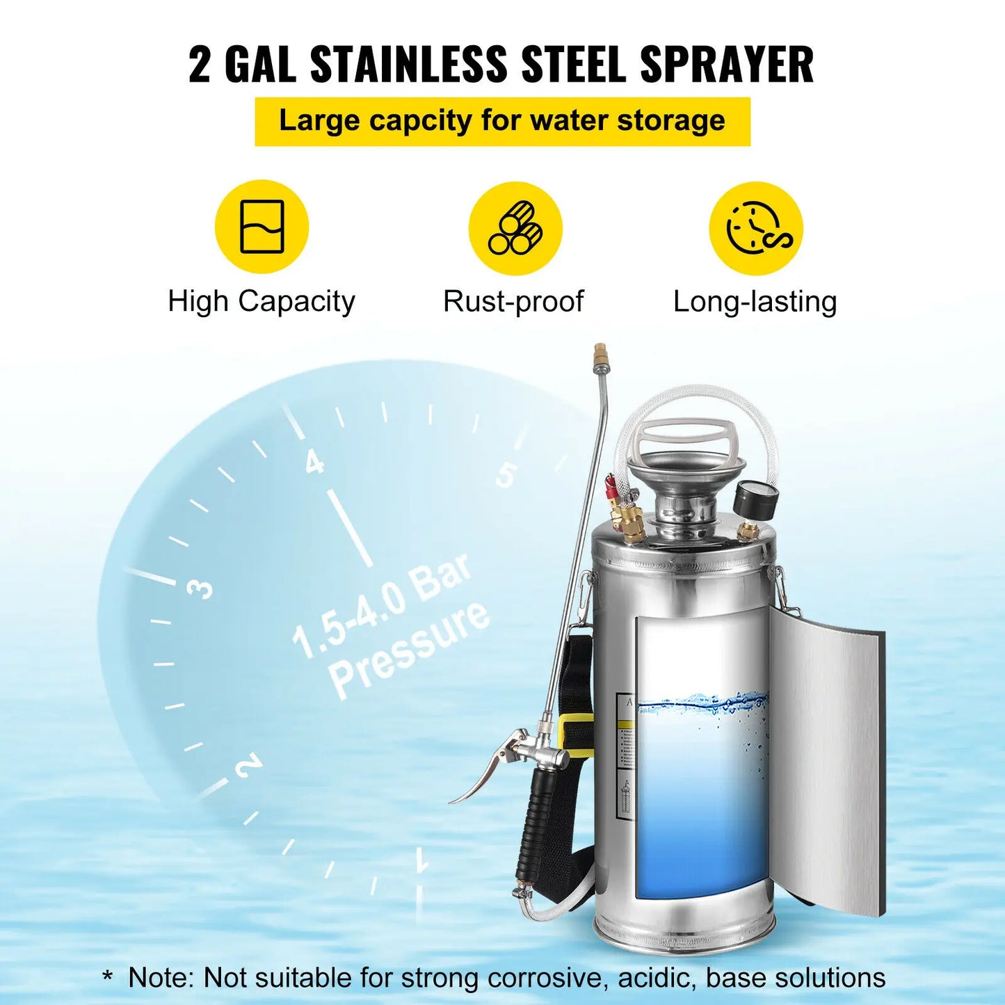 Hand Powered Sprayer Stainless Steel Watering Spraying Sprinkling