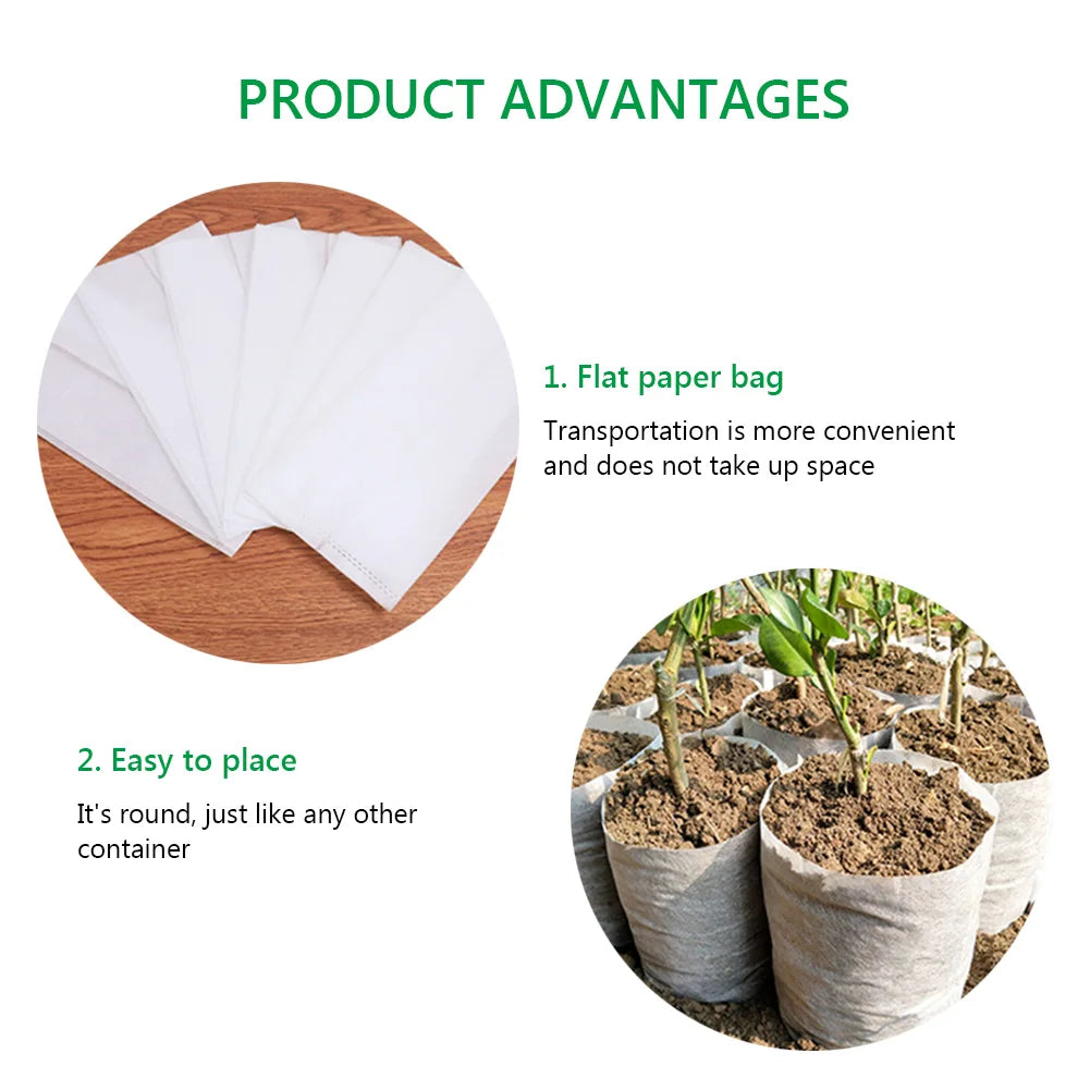 New 100PCS Seedling Plants Nursery Bags Organic Biodegradable