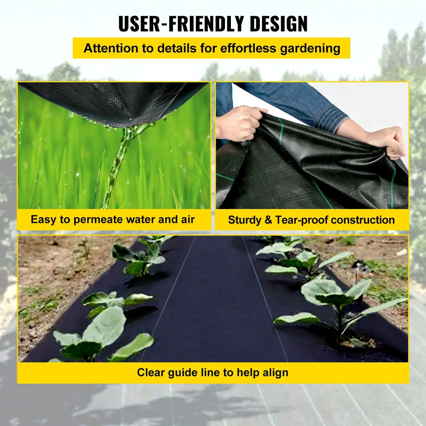 Large Weed Barrier Landscape Fabric Garden Woven Ground Cover Mat