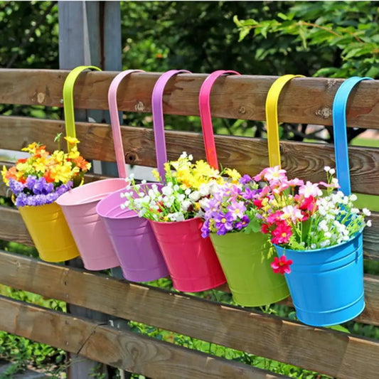 Wall Hanging Flower Pots Metal Fence Hanging Plant Pots