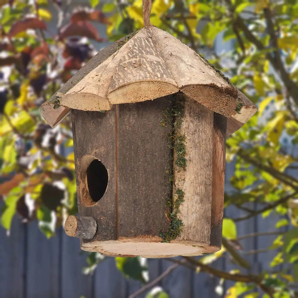 Outside Wooden Bird Nest Natural Decor Bird Hut Hummingbird House