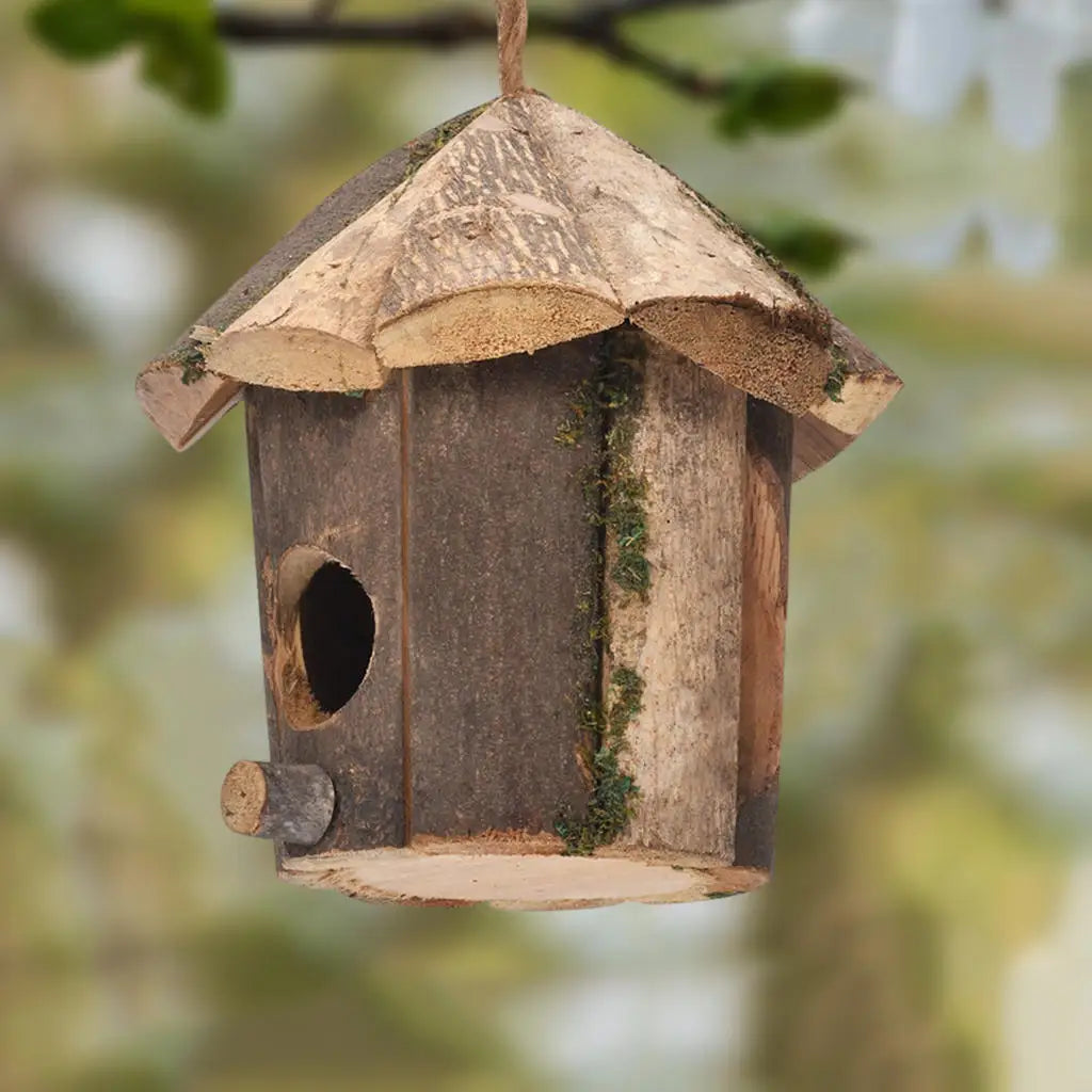 Outside Wooden Bird Nest Natural Decor Bird Hut Hummingbird House