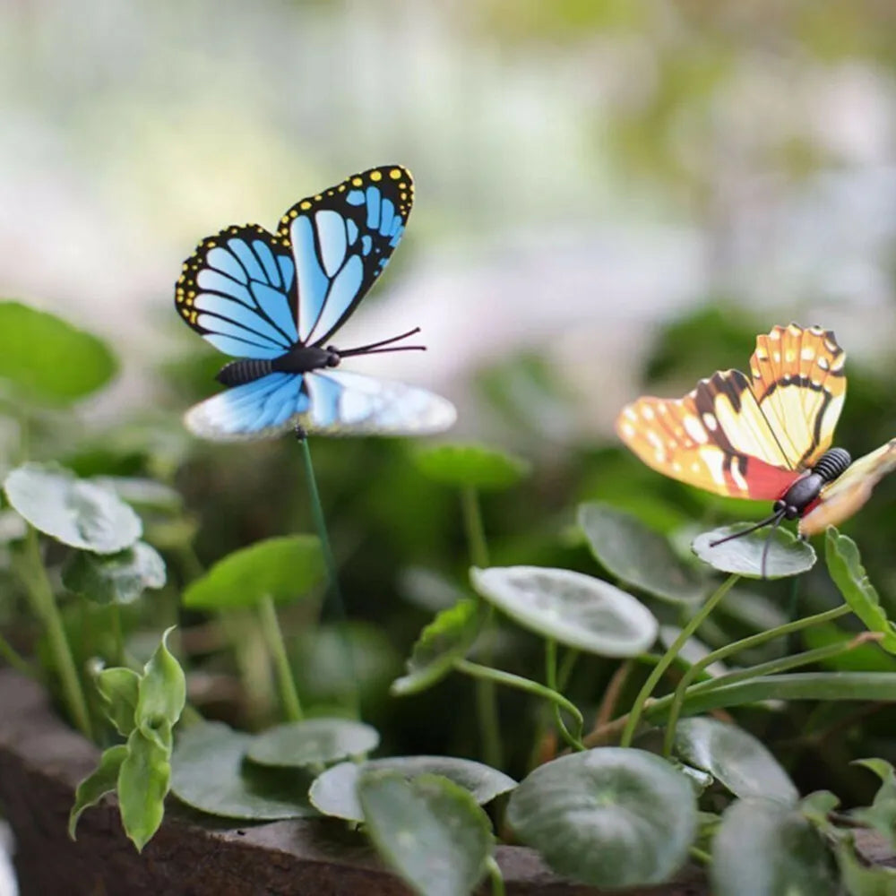 50Pcs 25x4cm Mini Butterfly Stakes Colorful Garden Butterflies