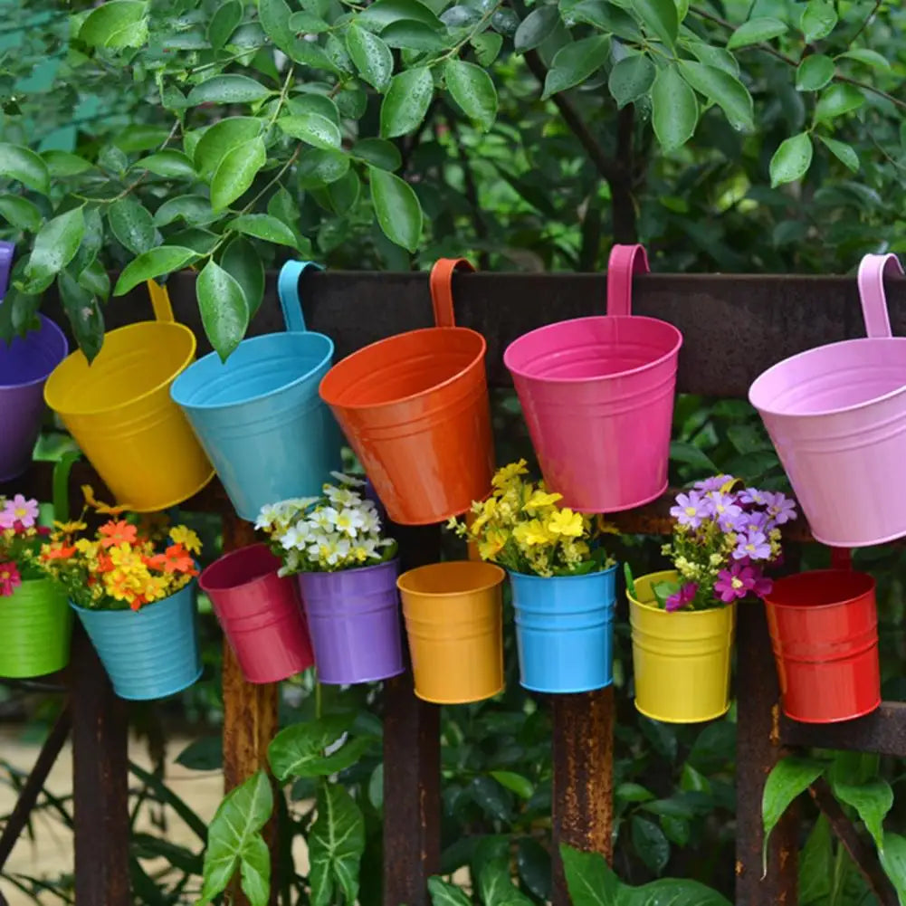 Wall Hanging Flower Pots Metal Fence Hanging Plant Pots