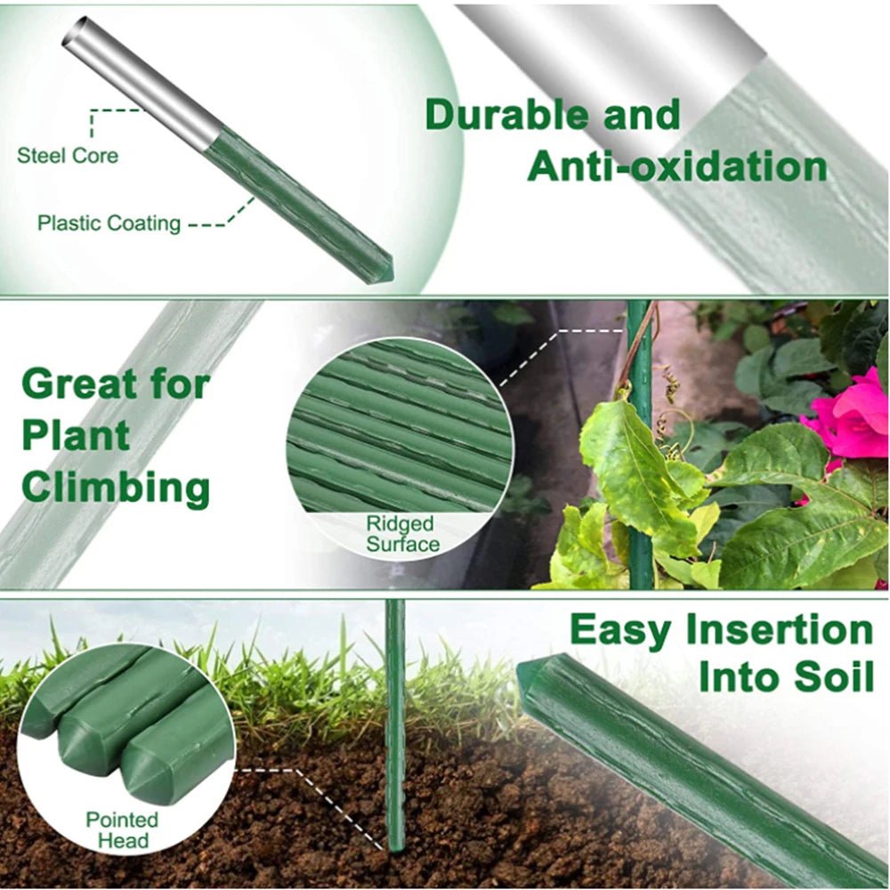 24” length Plant Stakes Gardening Pillar Plastic Coated Steel Pipe