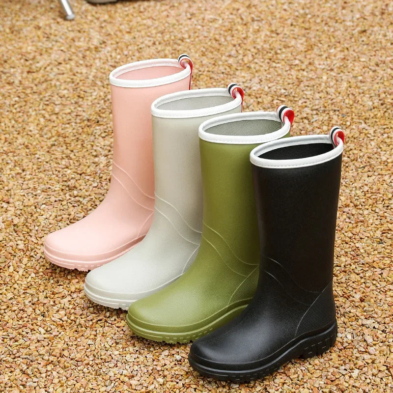 Mid Calf Rubber Boots Women Rain Shoes Waterproof Gardening Rain Boots