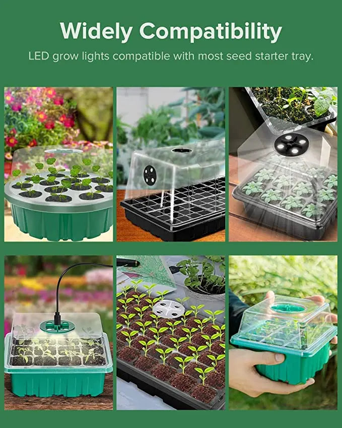 Greenhouse Germination LED Grow Light Seed Starter Tray