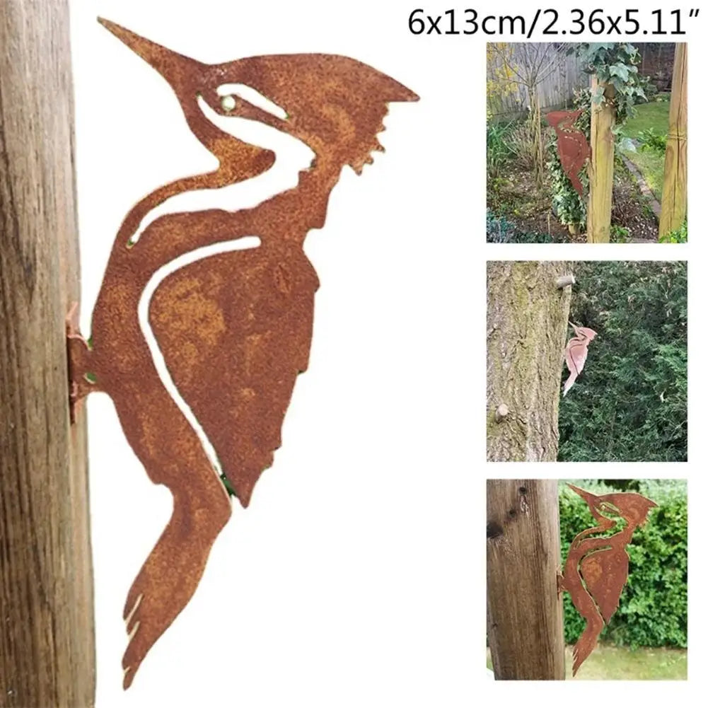 Garden Stake Bird Rusty Metal Silhouette