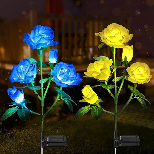 5 Heads Solar Lights Outdoor Decorative Solar Garden Lights Rose Flower