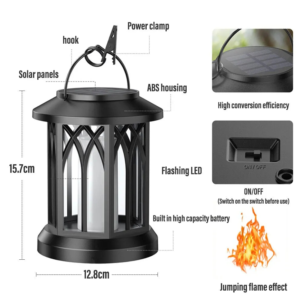 LED Solar Energy Simulation Flame Lamp with Clip Waterproof