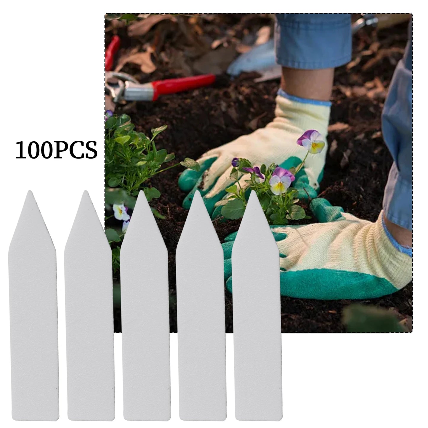 100pcs Set Plant Labels Flower Pots Plastic Plant Tags