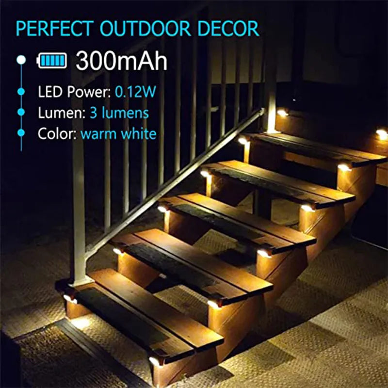 Warm White LED Solar Step Lamp Path Stair Outdoor