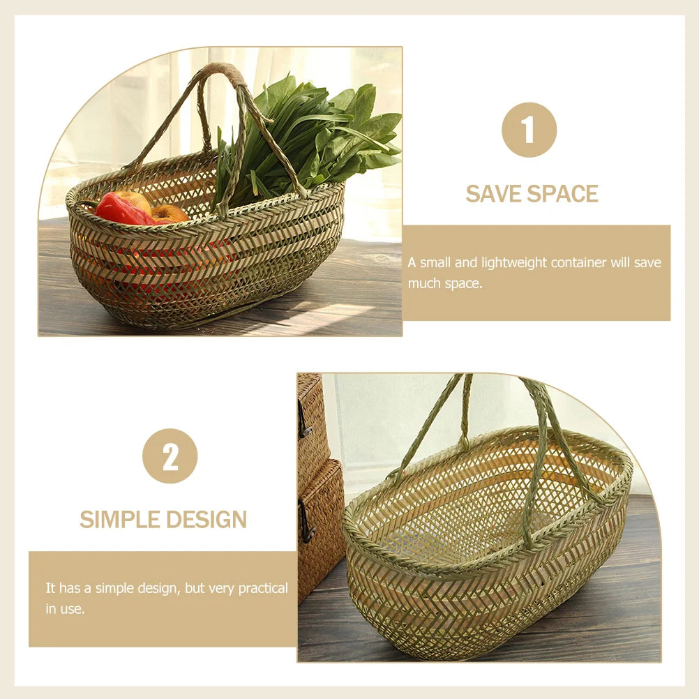 Hand Shopping Basket Bamboo Weaving