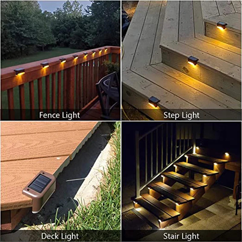 Warm White LED Solar Step Lamp Path Stair Outdoor