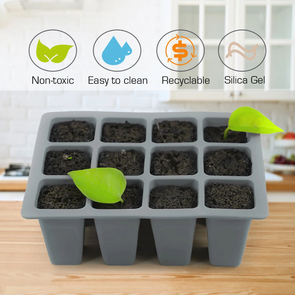 Silicone 4/6/12 Cell Vegetable Seed Starting Tray