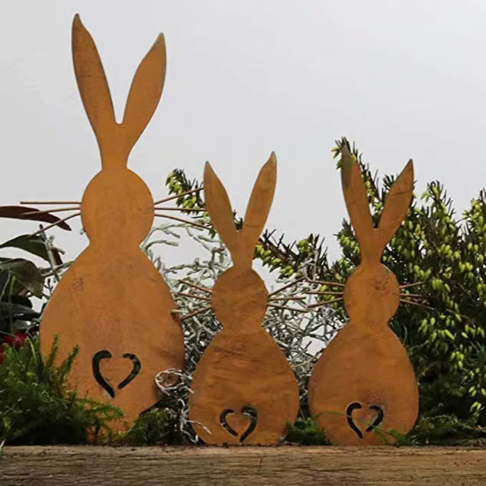 Rusty Bunny Decorative Sign Iron Bunny Shape