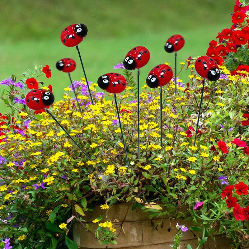 10PCS Plastic Bunch Of Insect Ladybug Stakes