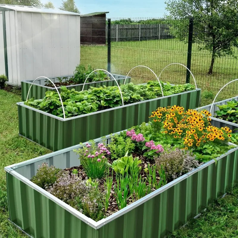 Raised Garden Bed (2 Packs) Galvanized Steel Metal Outdoor Planter Kit Box