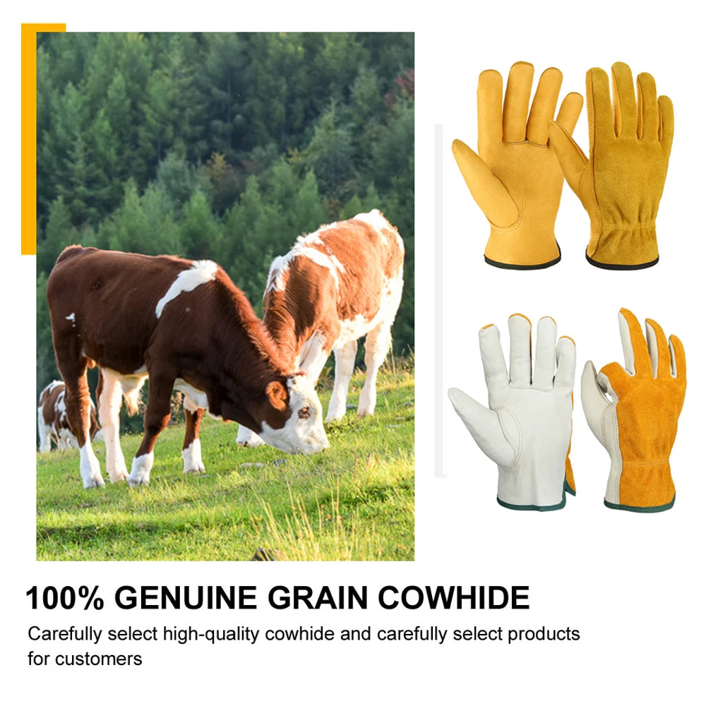 Gardening Gloves Soft Cowhide Protection