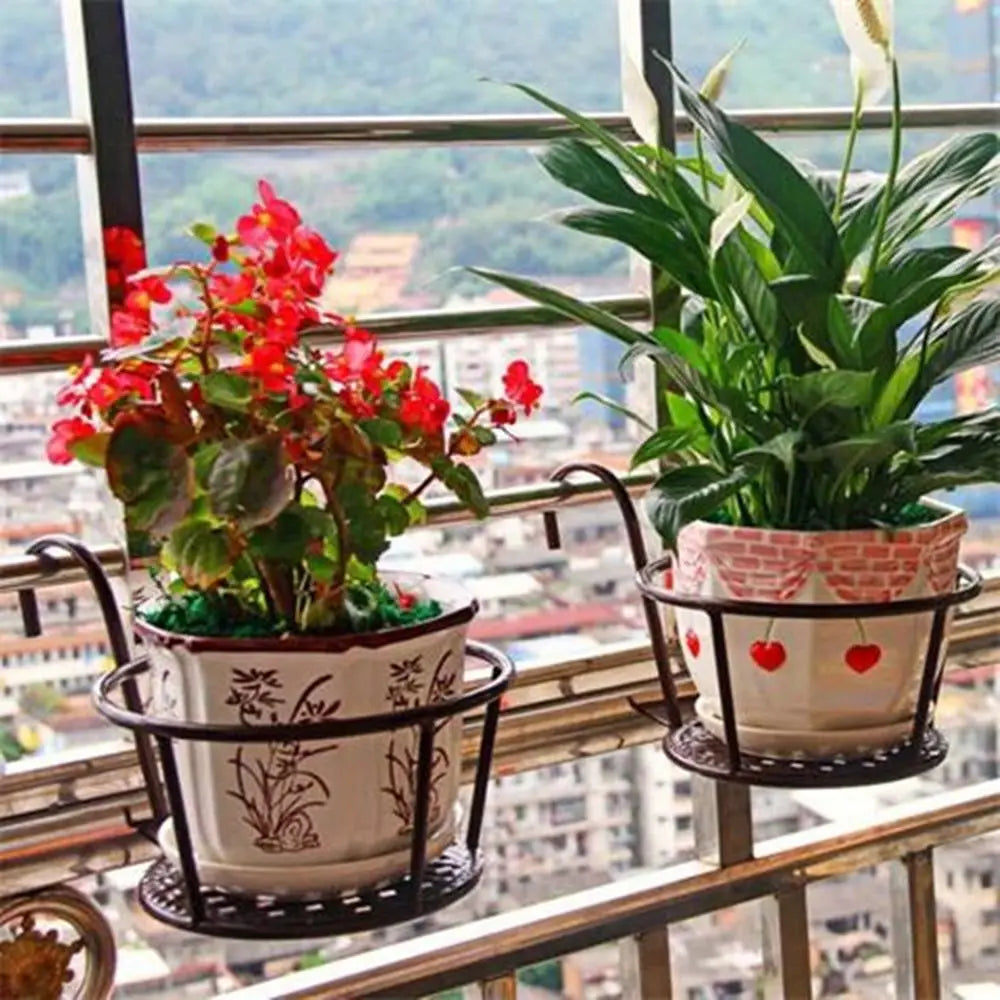 Iron Window Sill Planter Pot Stand Balcony Guardrail Hanging