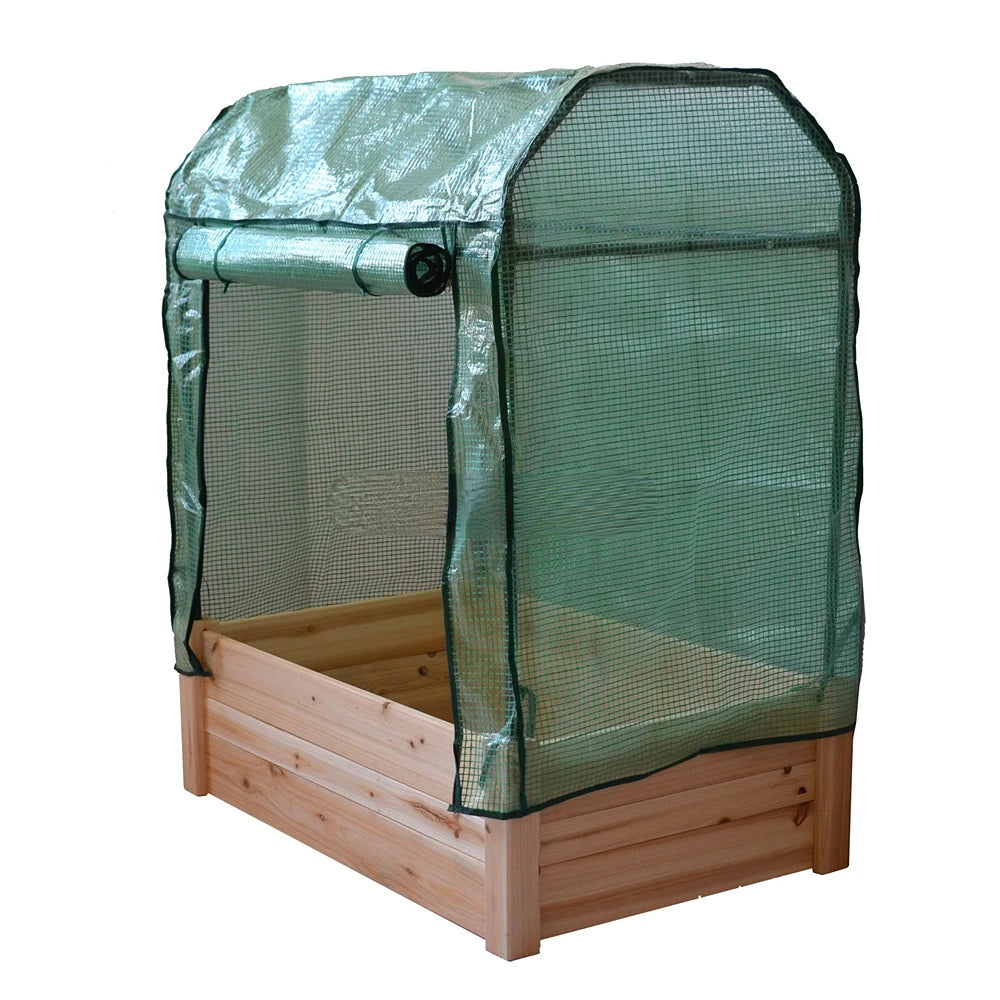 Raised Wooden Garden Beds with mini Greenhouse Cover