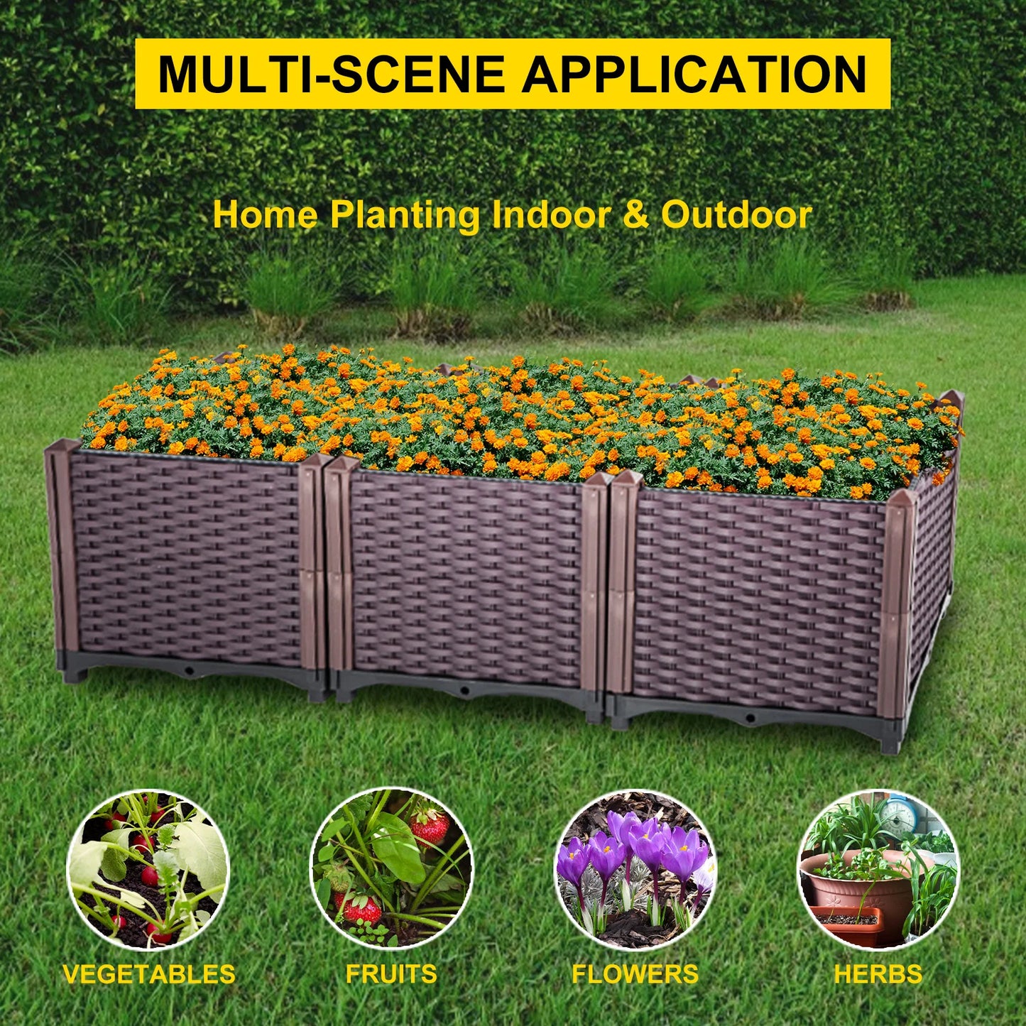 Plastic Raised Garden Beds Flower Box Kit