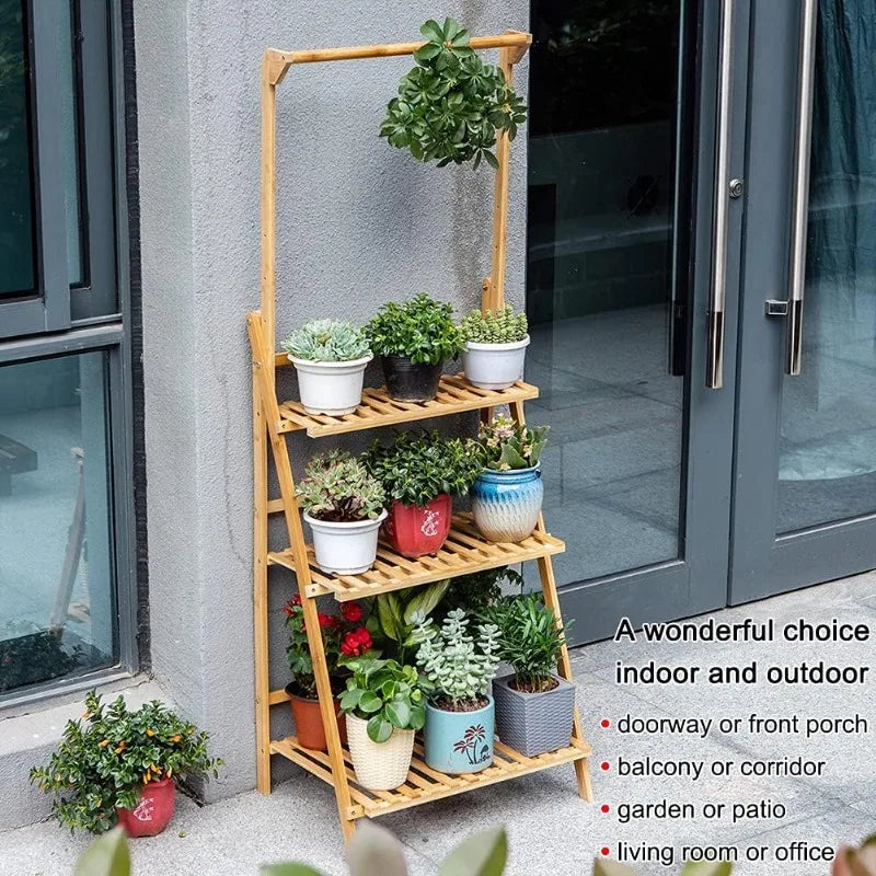 Bamboo 3-Tier Hanging Plant Stand Planter