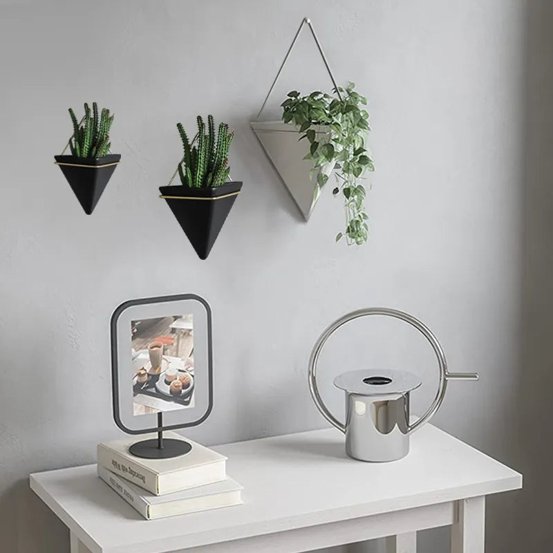 Wall Mounted Triangle Plant Flower Pot Nordic Ceramic Flowerpot