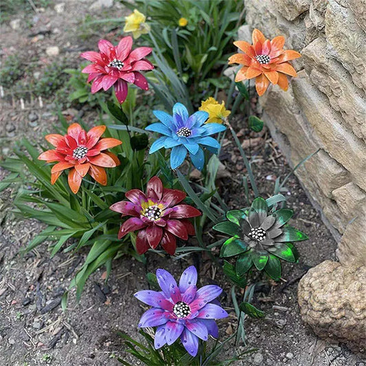 7 Color Metal Flowers Garden Stakes
