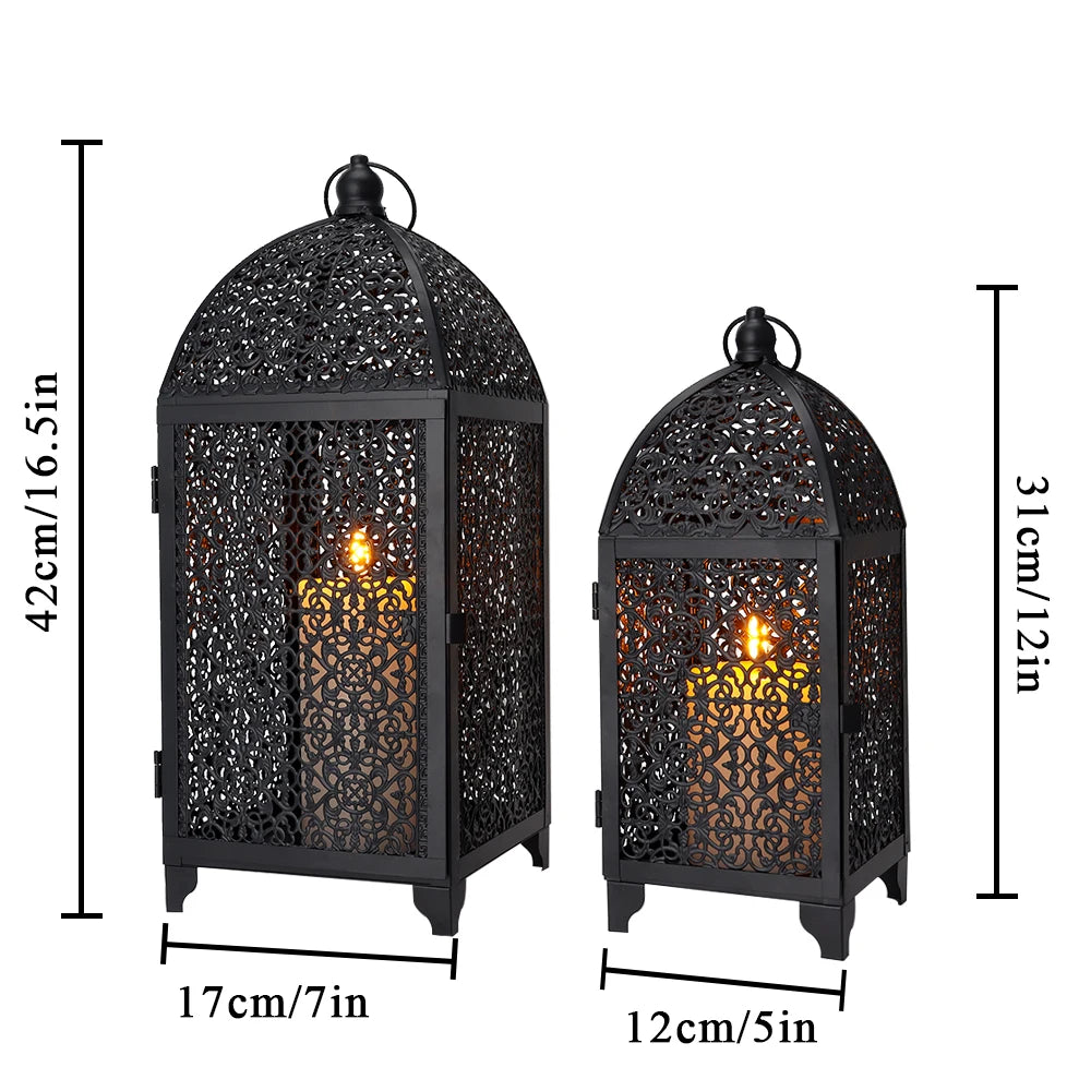 2Pcs Metal Candle Holder Black