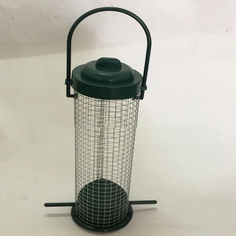 Outdoor Mesh Bird Feeder Hanging Hook Dark Green Food Dispenser