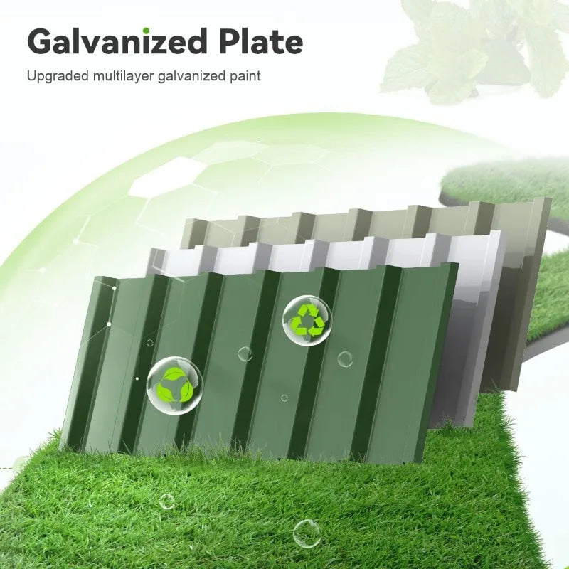 Raised Garden Bed (2 Packs) Galvanized Steel Metal Outdoor Planter Kit Box