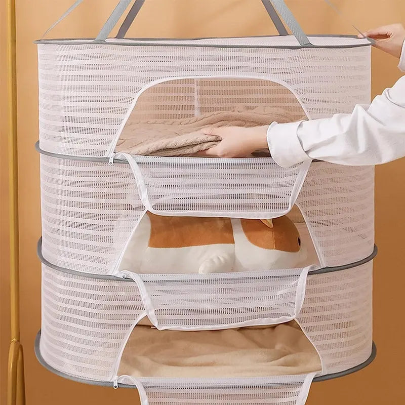 3 Tier Portable Mesh Hanging Dryer Folded Herb Rack