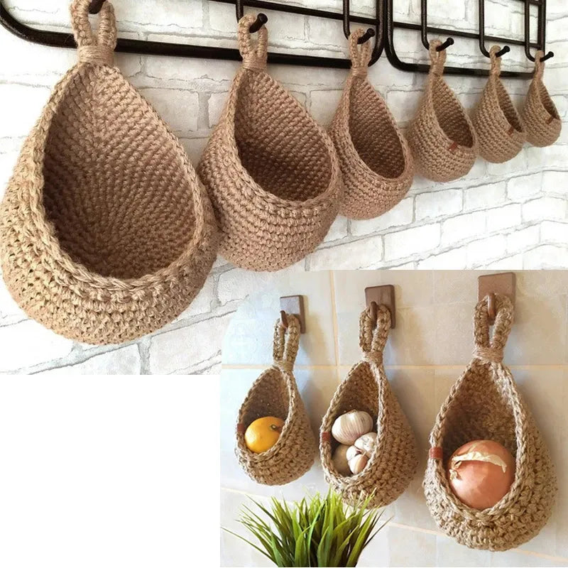 Handwoven Wall Hanging Fruit Vegetable Basket