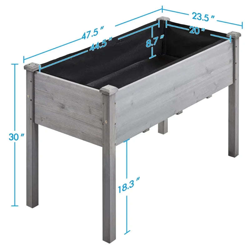Fir Wood Elevated Planter Raised Bed for Garden