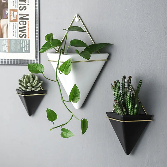 Wall Mounted Triangle Plant Flower Pot Nordic Ceramic Flowerpot