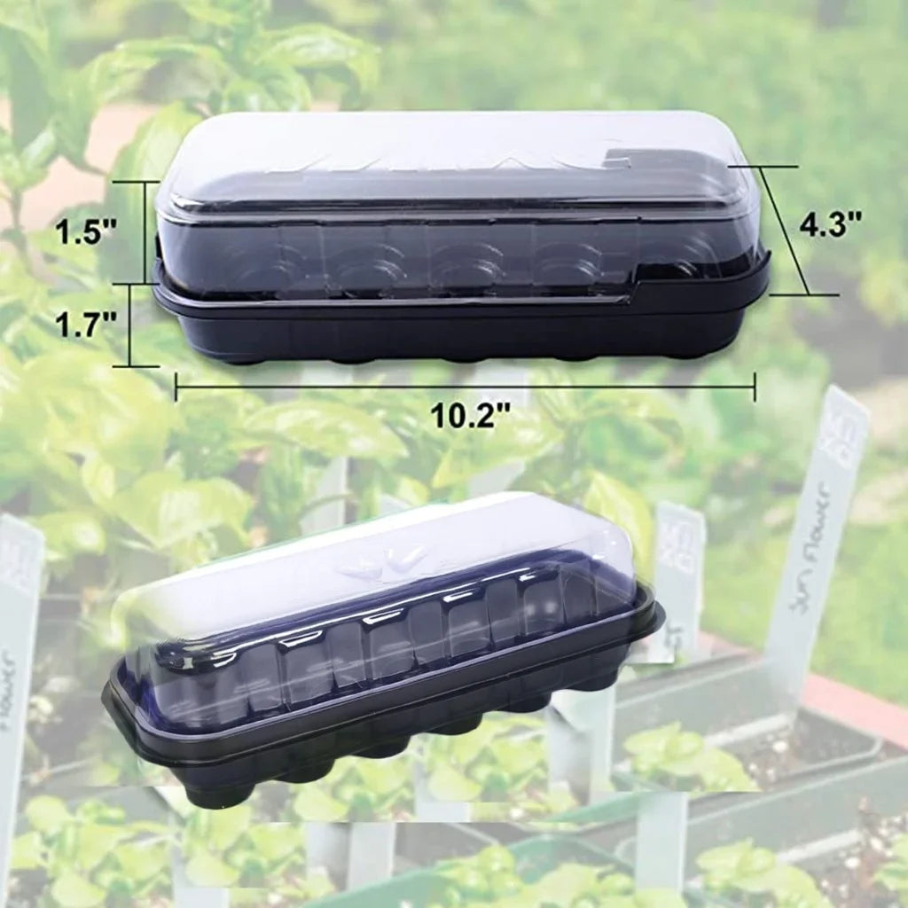 12 Holes Plastic Nursery Pots Planting Seed Tray Kit Cells