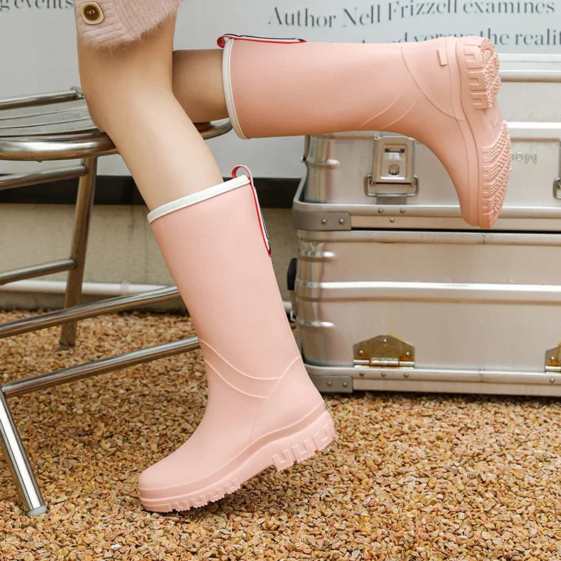 Mid Calf Rubber Boots Women Rain Shoes Waterproof Gardening Rain Boots