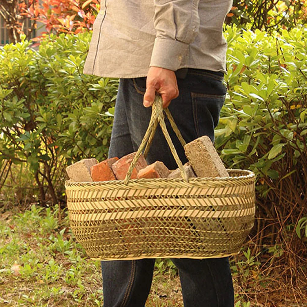 Hand Shopping Basket Bamboo Weaving