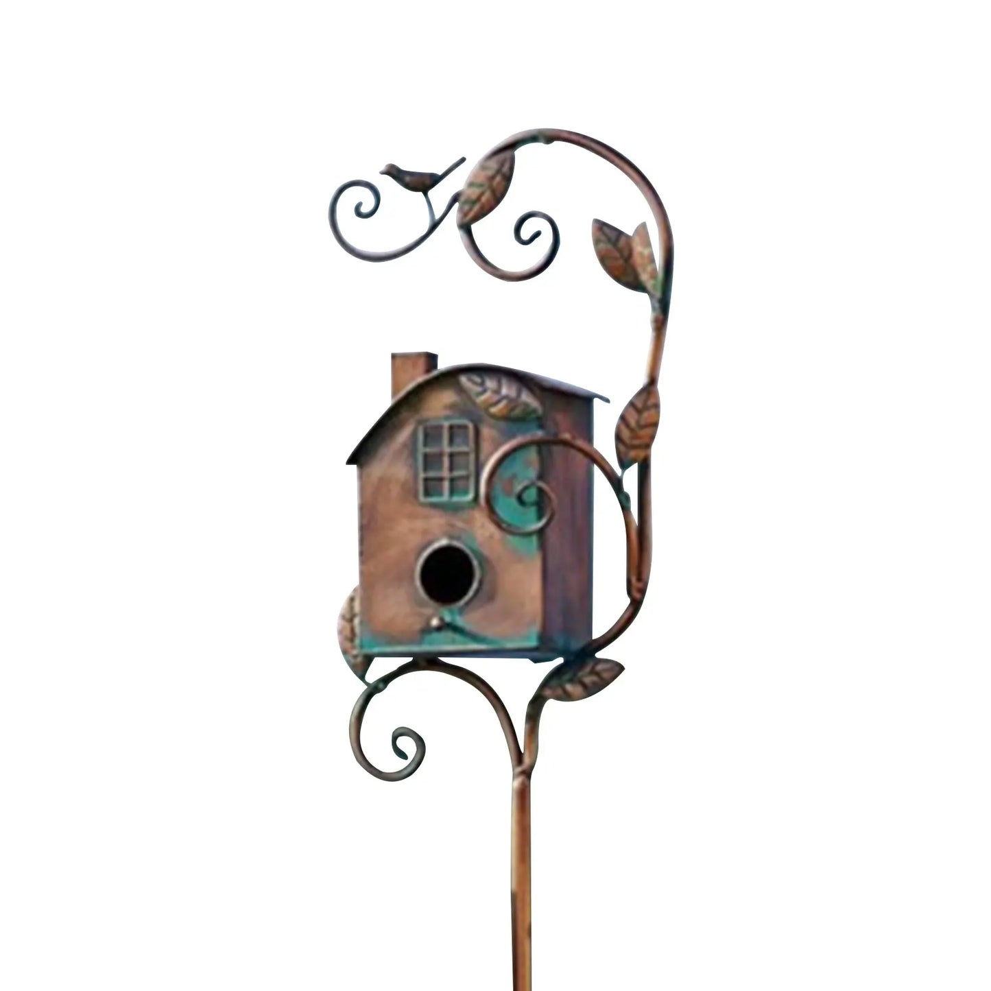 Attractive Bird Feeder Birdhouse Garden Stakes Metal Art