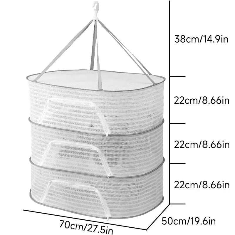 3 Tier Portable Mesh Hanging Dryer Folded Herb Rack